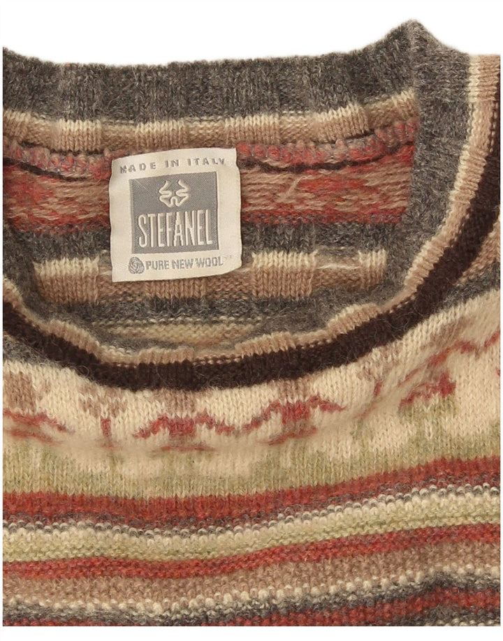 Stefanel Pull à col rond pour femme UK 14 Medium Multicolore