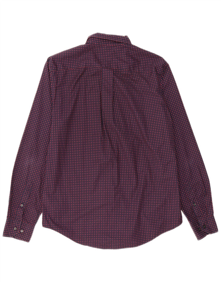 TOMMY HILFIGER Mens Custom Fit Shirt Medium Navy Blue Spotted Cotton