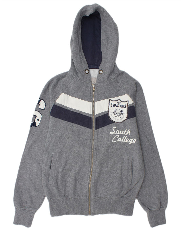 SPALDING Pull à Capuche Zippé Graphique Homme Gris Moyen Coton Colorblock