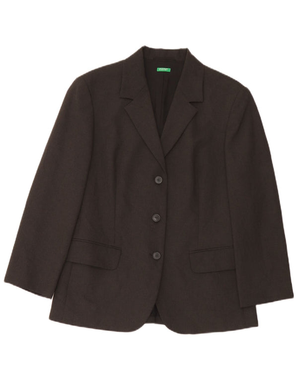 Benetton Veste Blazer 3 Boutons Femme IT 44 Gris Moyen Polyester