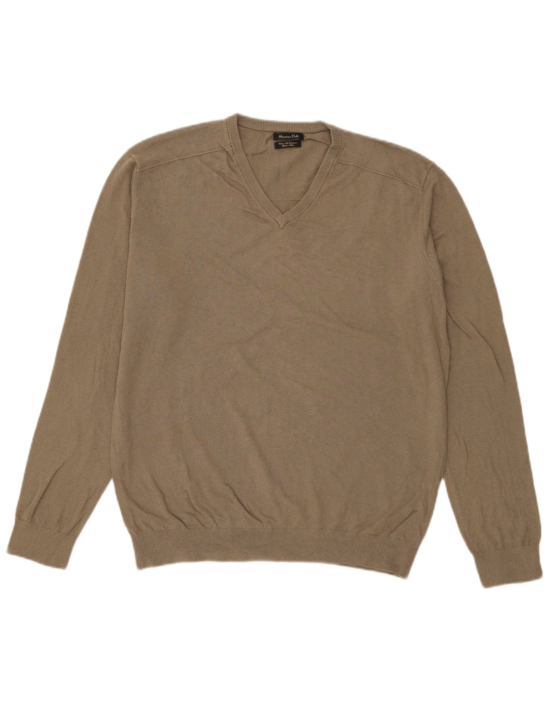 Massimo Dutti Pull col V pour homme en coton kaki Taille L