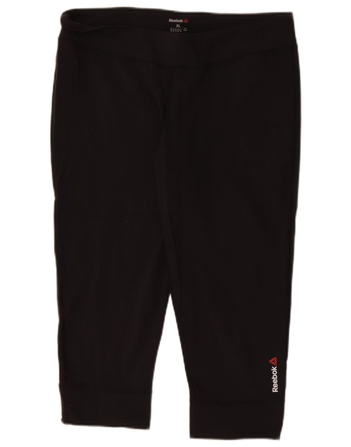 Reebok Leggings Capri Femme UK 18 XL Noir Nylon