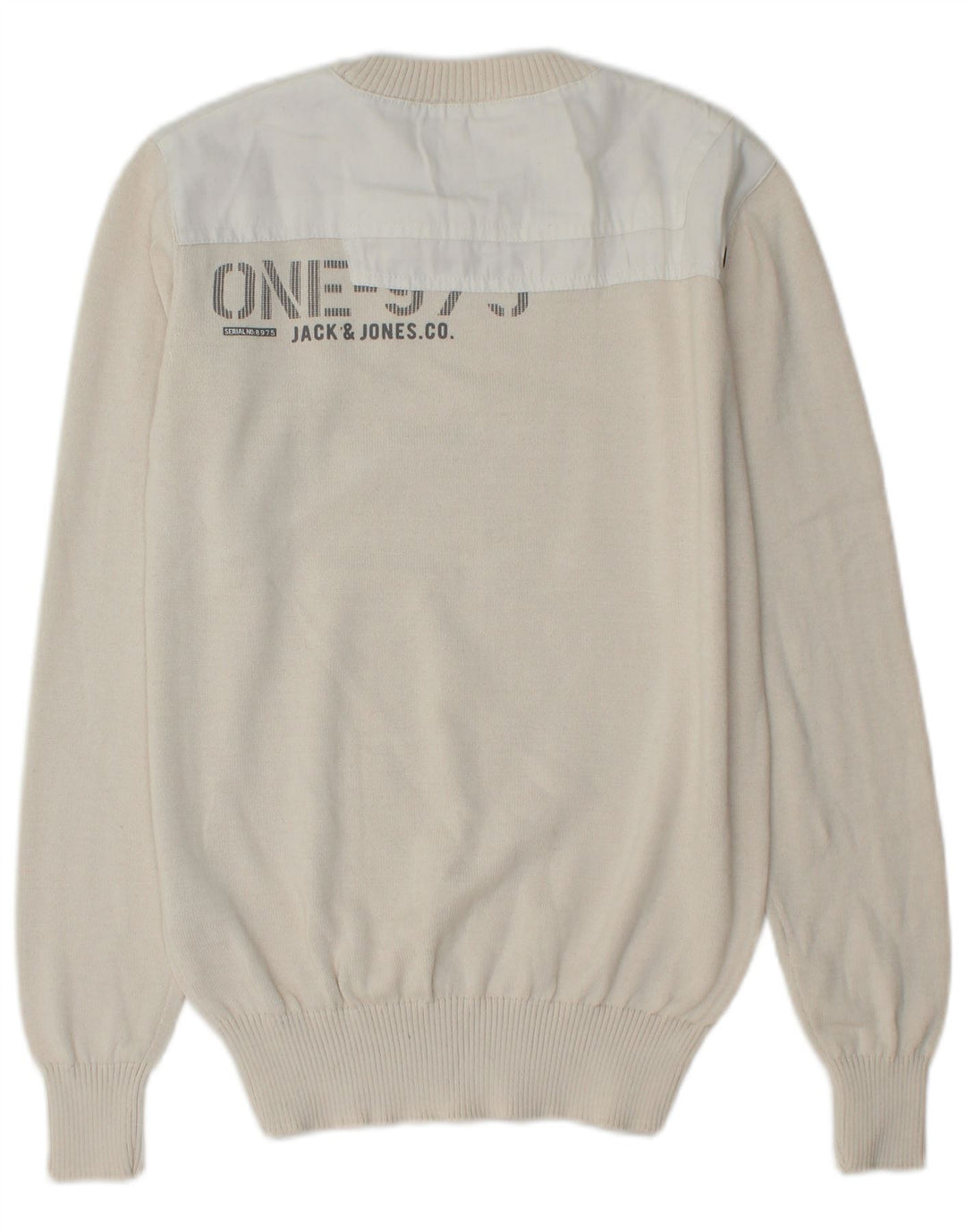 JACK & JONES Pull Graphique Ras du Cou Homme Blanc Cassé Petit