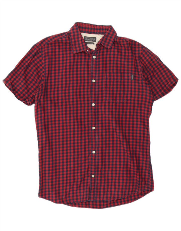 Jack & Jones Chemise à Manches Courtes Homme Rouge Moyen Vichy Coton