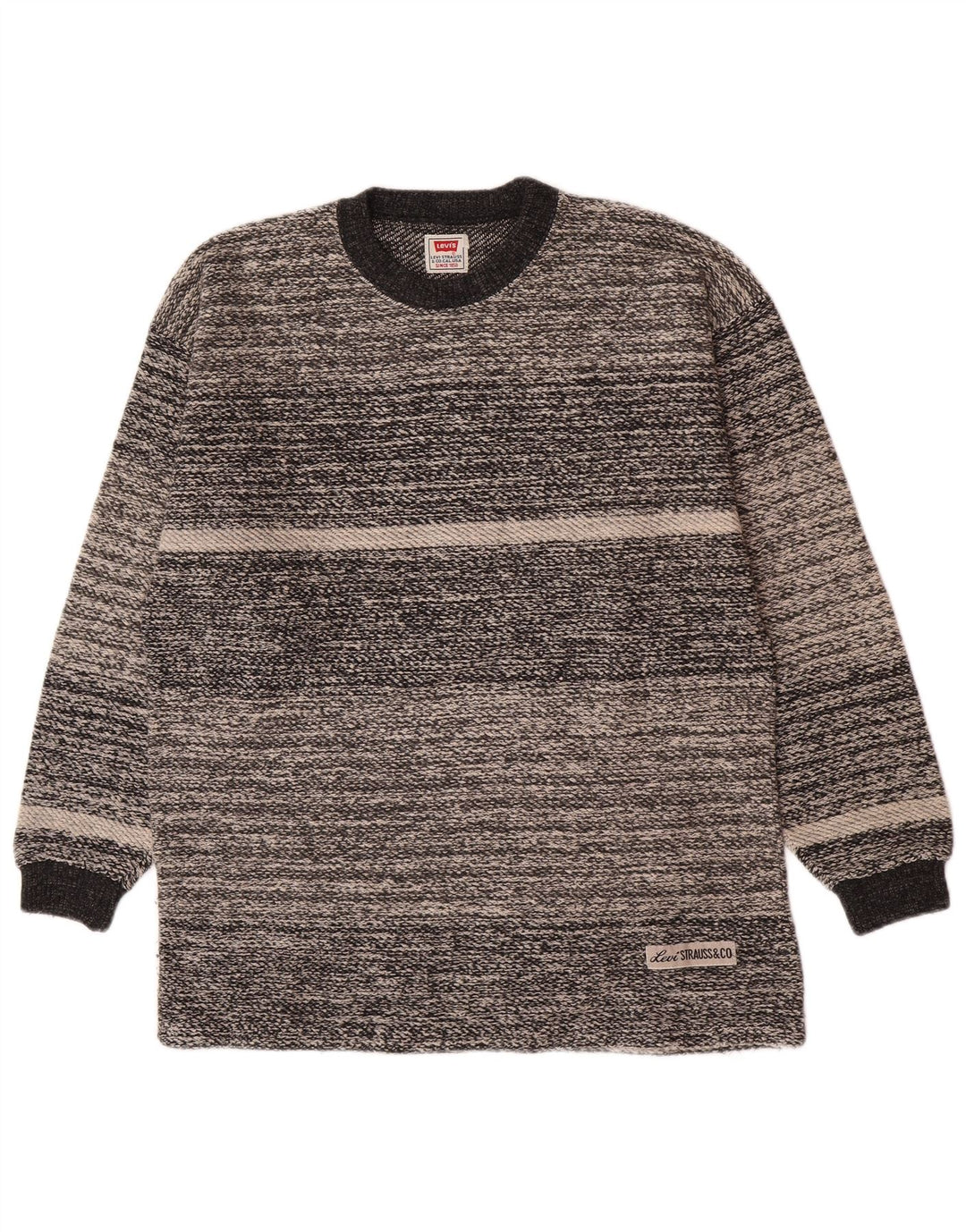 Levi's Pull Ras du Cou Homme Gris Moyen Rayé Coton