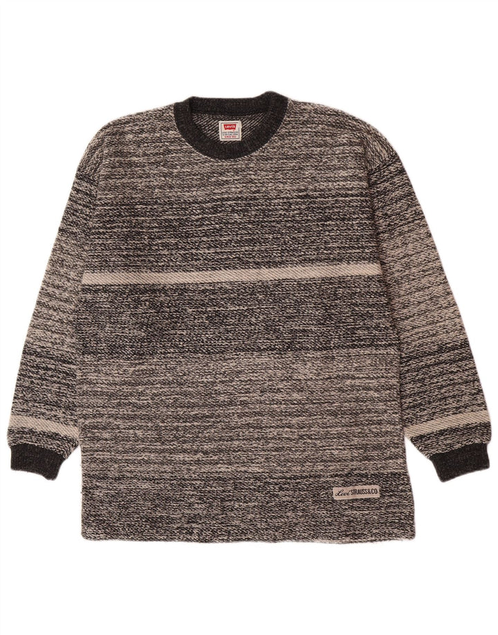Levi's Pull Ras du Cou Homme Gris Moyen Rayé Coton
