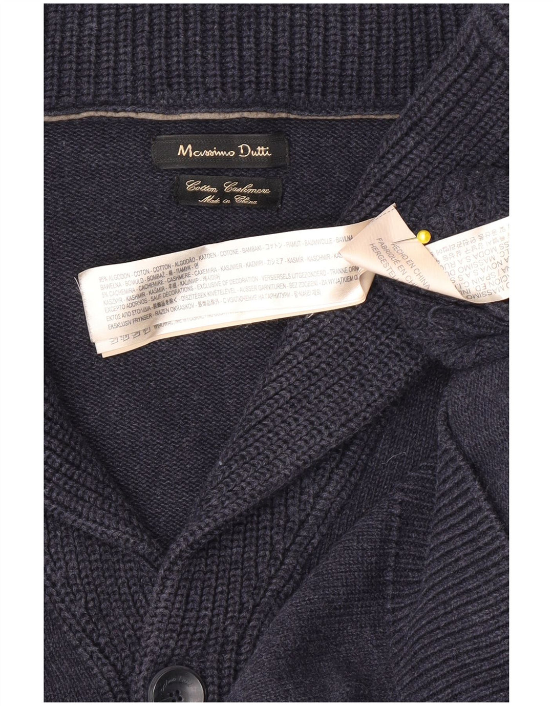 Massimo Dutti Pull Cardigan Homme Bleu Marine Moyen Coton