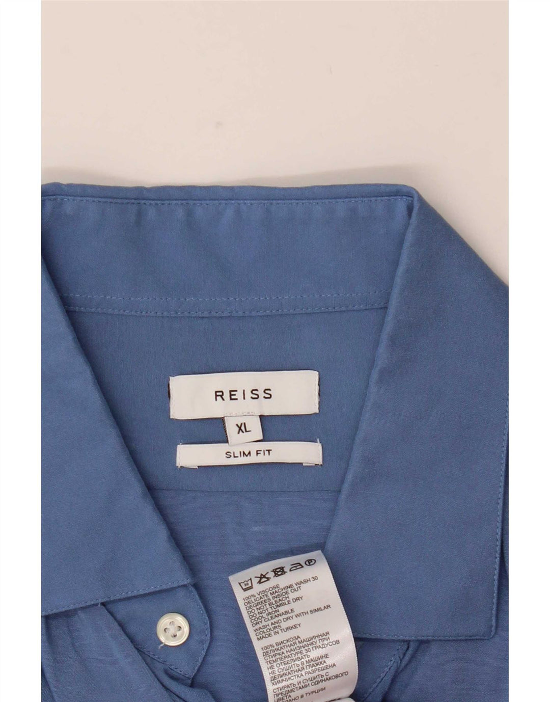 Reiss Chemise Slim Fit XL Bleu Viscose Homme