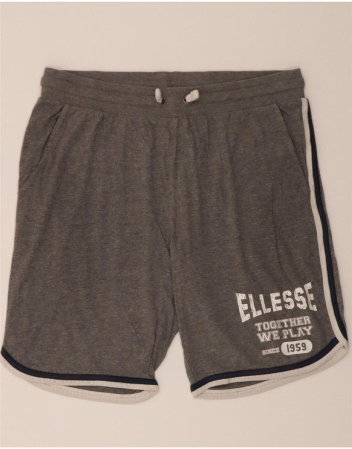 ELLESSE Mens Graphic Sport Shorts Large  Grey Cotton Vintage Ellesse and Second-Hand Ellesse from Messina Hembry 
