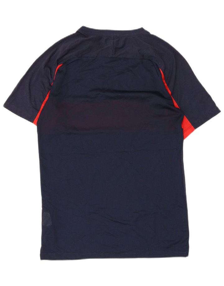 Nike Hommes Dri Fit T-Shirt Haut Petit Bleu Marine Colorblock Polyester
