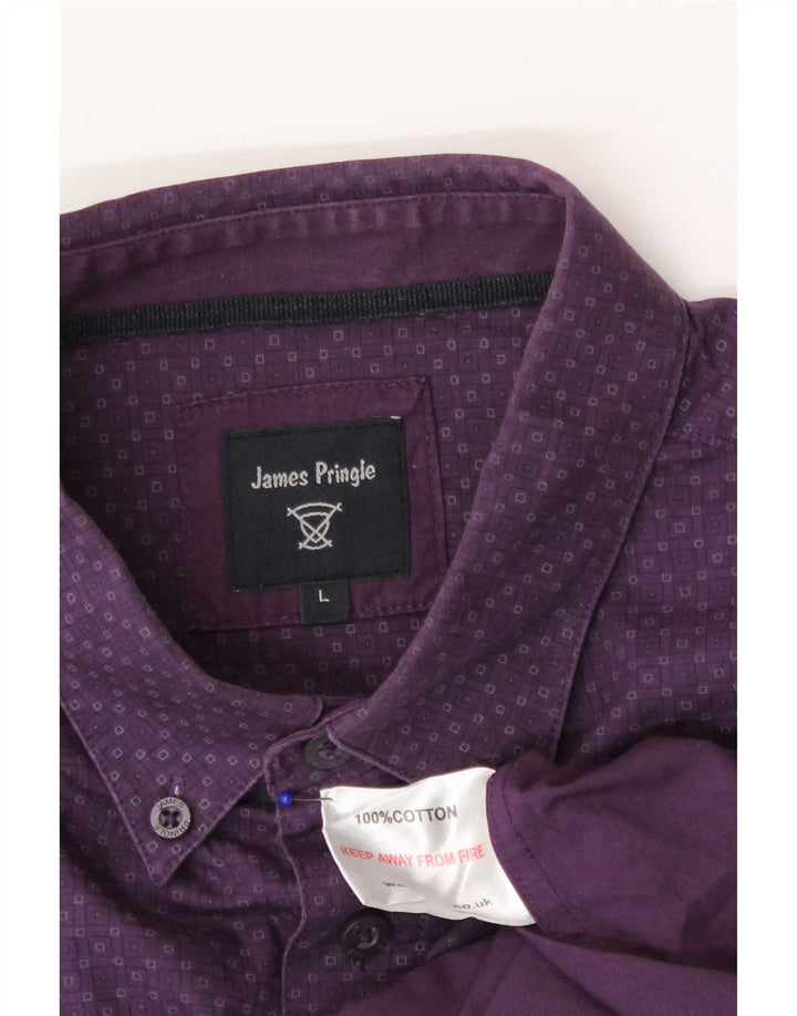 James Pringle Chemise Homme Large Violet Géométrique Coton
