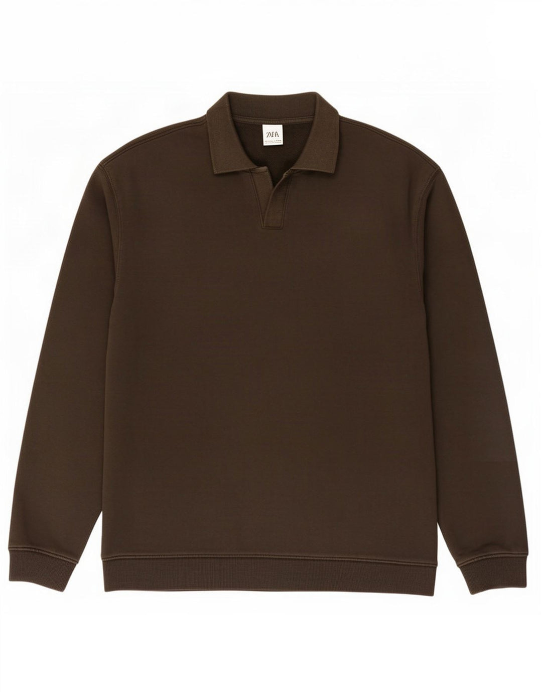 Zara Mens Polo Neck Sweatshirt Jumper Grand Kaki Coton