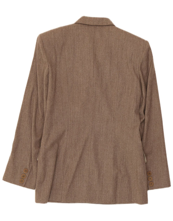 Veste Blazer Double Boutonnage Femme Vintage IT 42 Laine Beige Moyenne