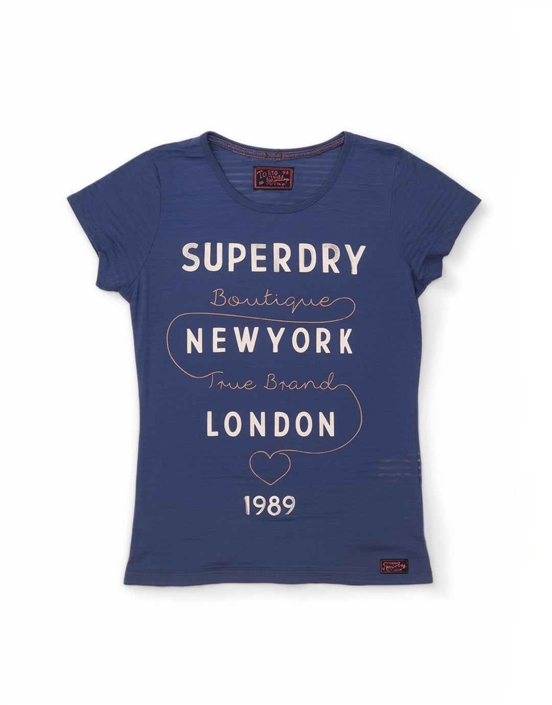 Superdry Femme Graphic T-Shirt Top UK 10 Small Bleu Polyester