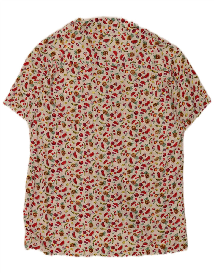Chemise à manches courtes Vintage pour hommes, motif abstrait, XL, blanc