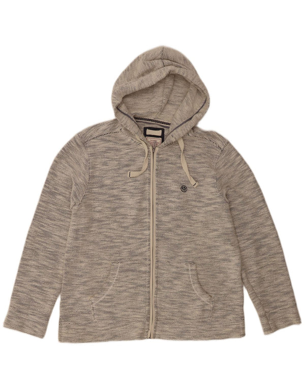 Fat Face Pull à capuche zippé pour homme en coton moucheté gris grand