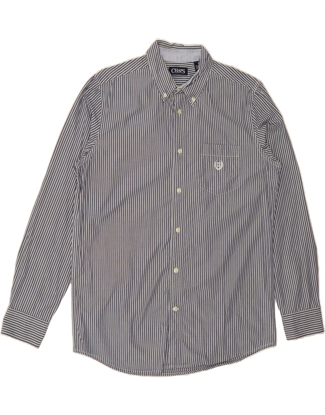 CHAPS Mens Shirt Medium Navy Blue Pinstripe Cotton Vintage Chaps and Second-Hand Chaps from Messina Hembry 