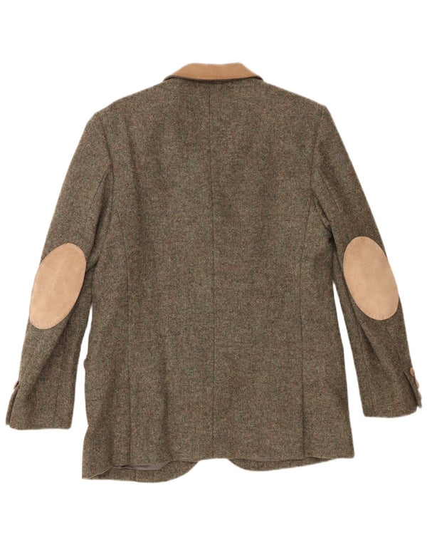 vintage Femme 4 Bouton Blazer Veste UK 12 Medium Kaki Colourblock