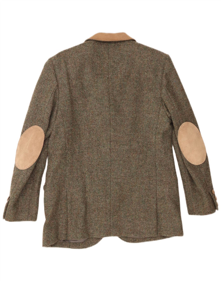 vintage Femme 4 Bouton Blazer Veste UK 12 Medium Kaki Colourblock