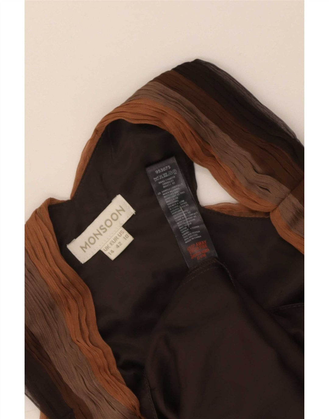 Monsoon Robe trapèze pour femme UK 44 Large Marron Colorblock Polyester