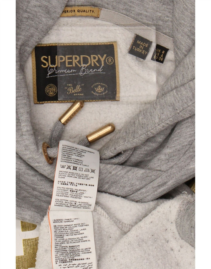 SUPERDRY Pull à capuche surdimensionné pour femme UK 8 Small Gris