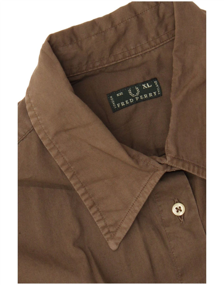 Fred Perry Chemise Femme UK 18 XL Marron Coton