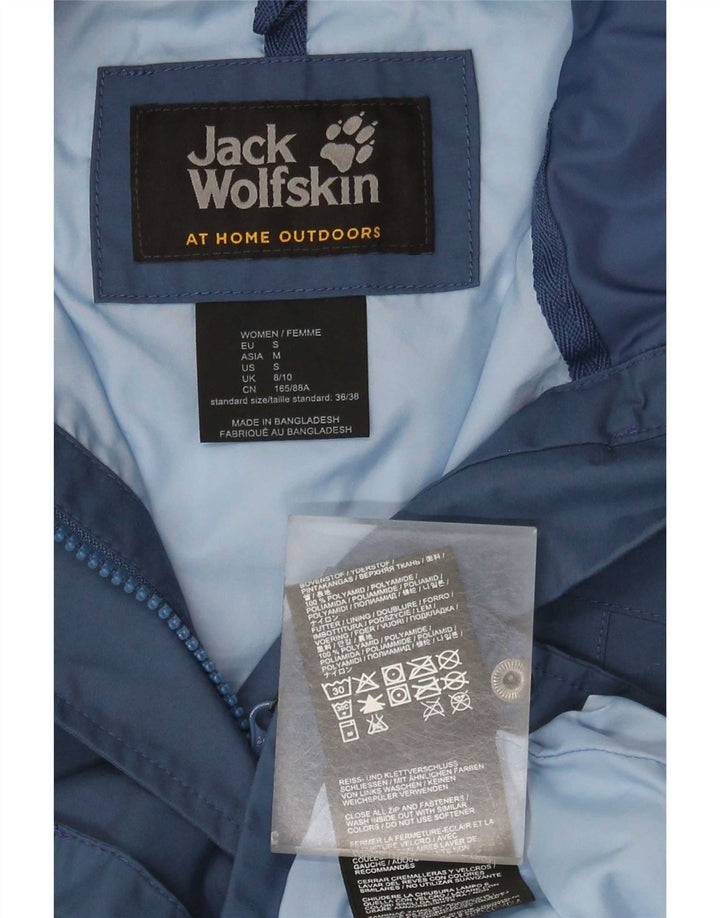 Jack Wolfskin Manteau imperméable surdimensionné à capuche pour femme UK 8/10 Small Bleu Polyamide