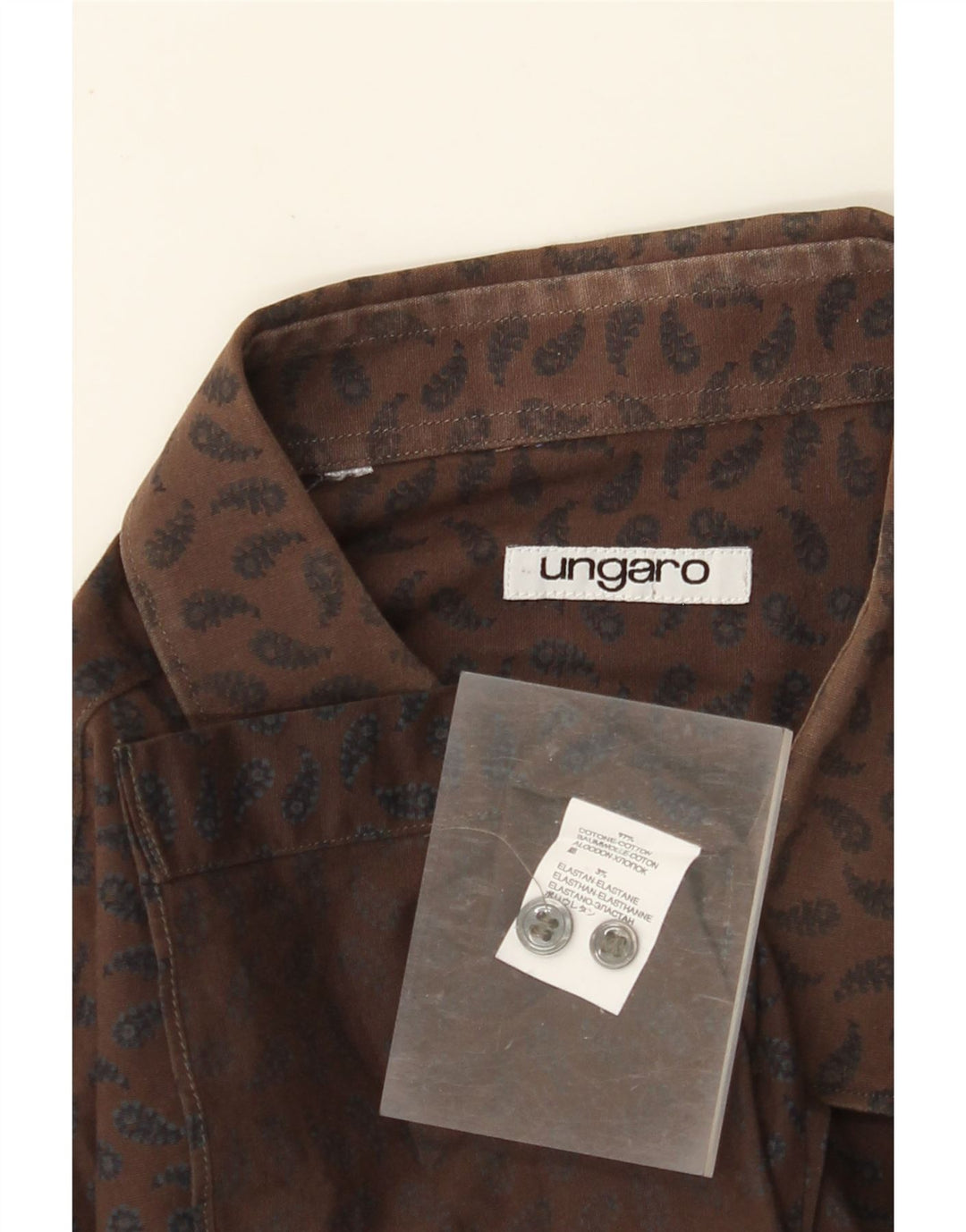 UNGARO Chemise Homme Large Marron Paisley Coton