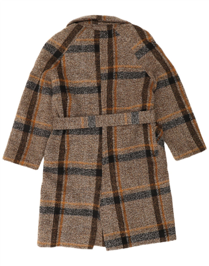 SWEET MISS Manteau croisé pour femme UK 14 Polyester à carreaux marron moyen