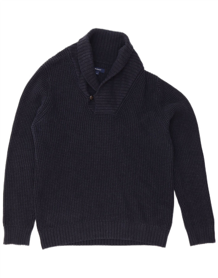 Gant Pull col châle homme bleu marine moyen coton