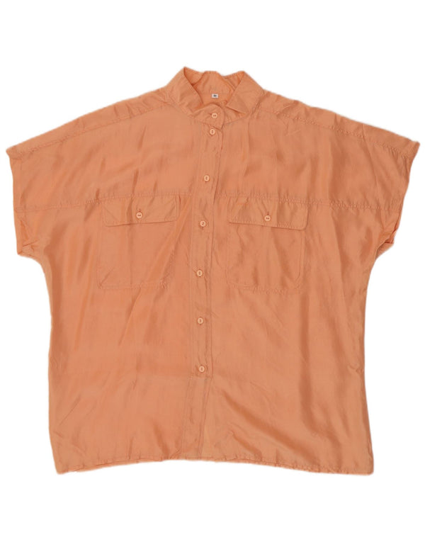 vintage Femmes Loose Fit Chemise à manches courtes Blouse EU 42 Grande Soie Rose