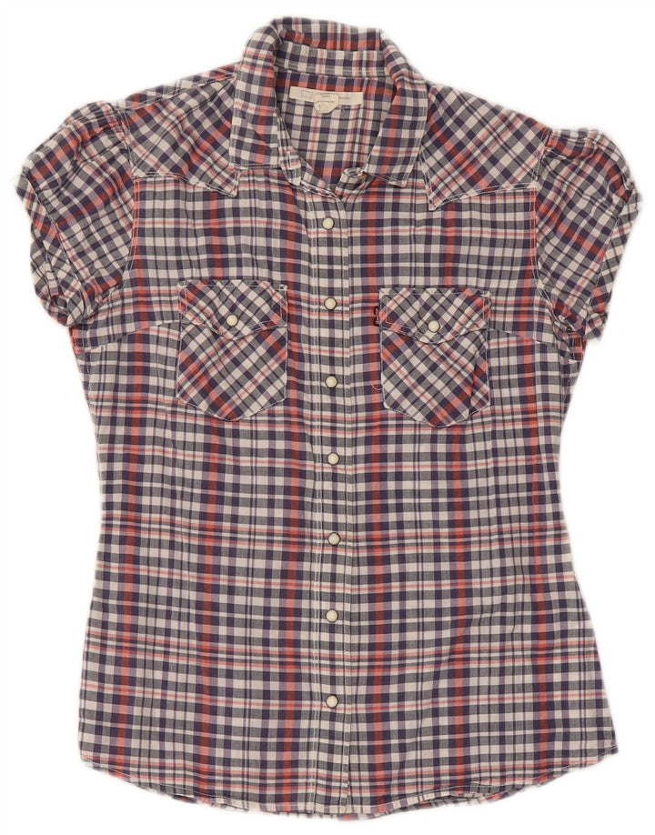 Levi's Chemise à Manches Courtes Femme UK 10 Small Multicolore Check Cotton