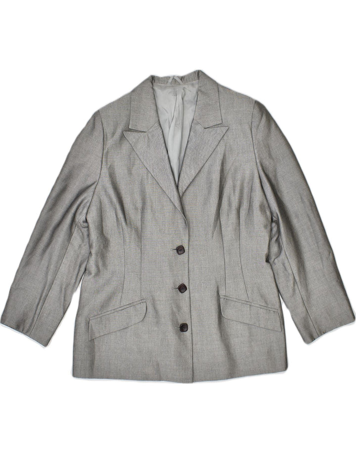 VINTAGE Womens 3 Button Blazer Jacket UK 12 Medium Grey | Vintage | Thrift | Second-Hand | Used Clothing | Messina Hembry 