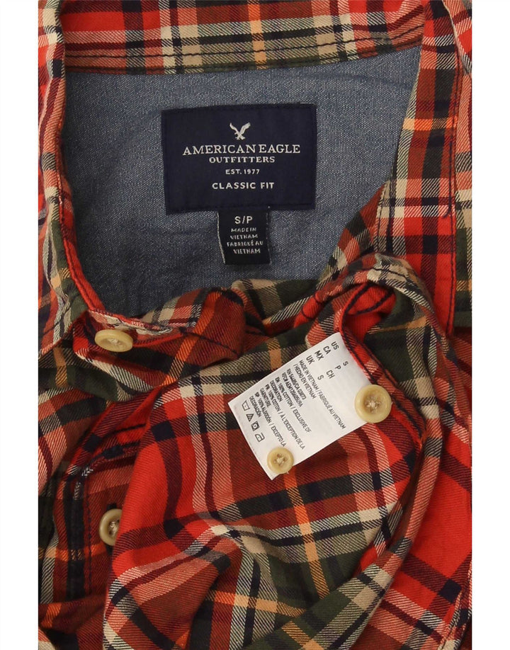 American Eagle Outfitters Chemise en flanelle coupe classique pour homme Petit carreaux rouges