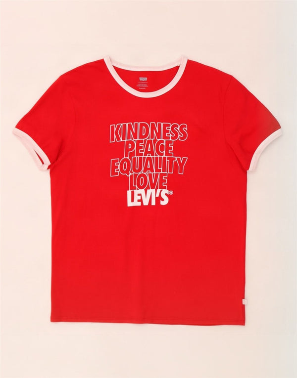 Levi's T-Shirt Graphique Femme UK 18 XL Rouge Coton
