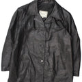 vintage Femmes 3 Boutons Veste Blazer En Cuir UK 18 XL Cuir Noir