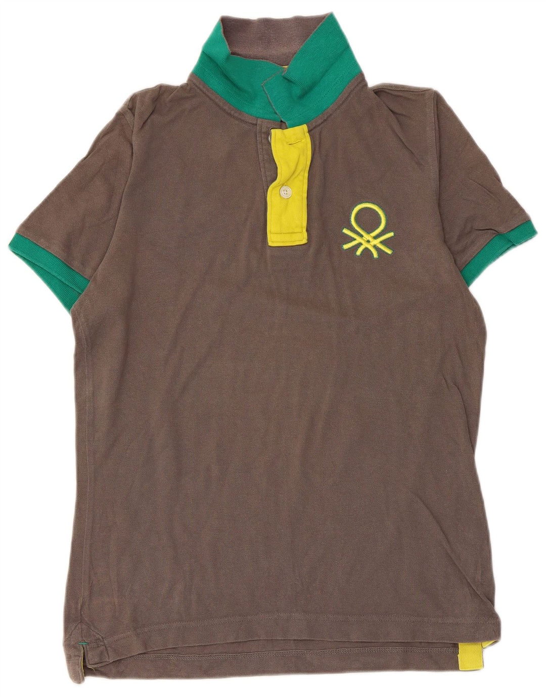 BENETTON Polo Homme Gris Moyen Coton