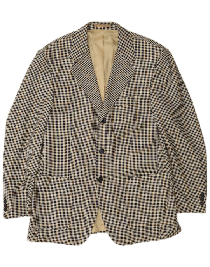 Massimo Dutti Veste Blazer 3 Boutons pour Homme UK 40 Grand Pied-de-Poule Beige