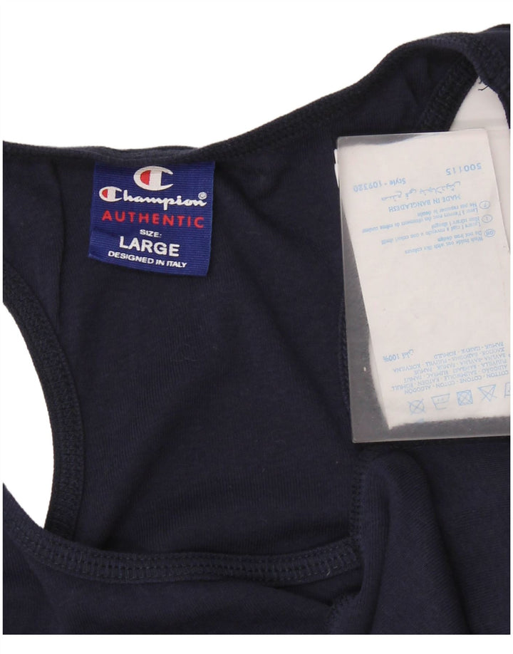 CHAMPION Débardeur Femme UK 14 Large Bleu Marine Coton