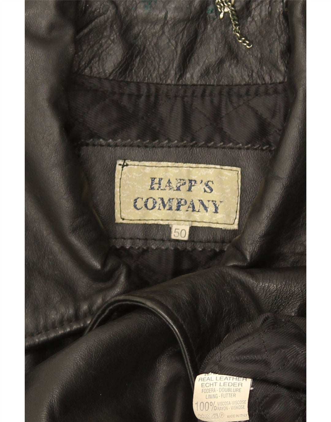 veste en cuir homme vintage IT 50 Grand cuir noir