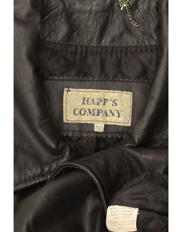 veste en cuir homme vintage IT 50 Grand cuir noir