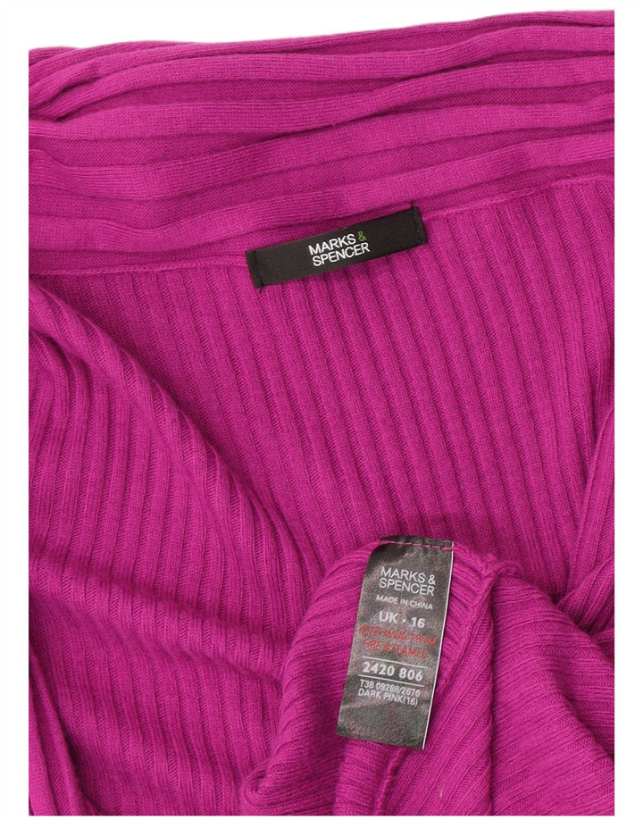 Marks & Spencer Pull cardigan ouvert asymétrique pour femme UK 16 Large Rose