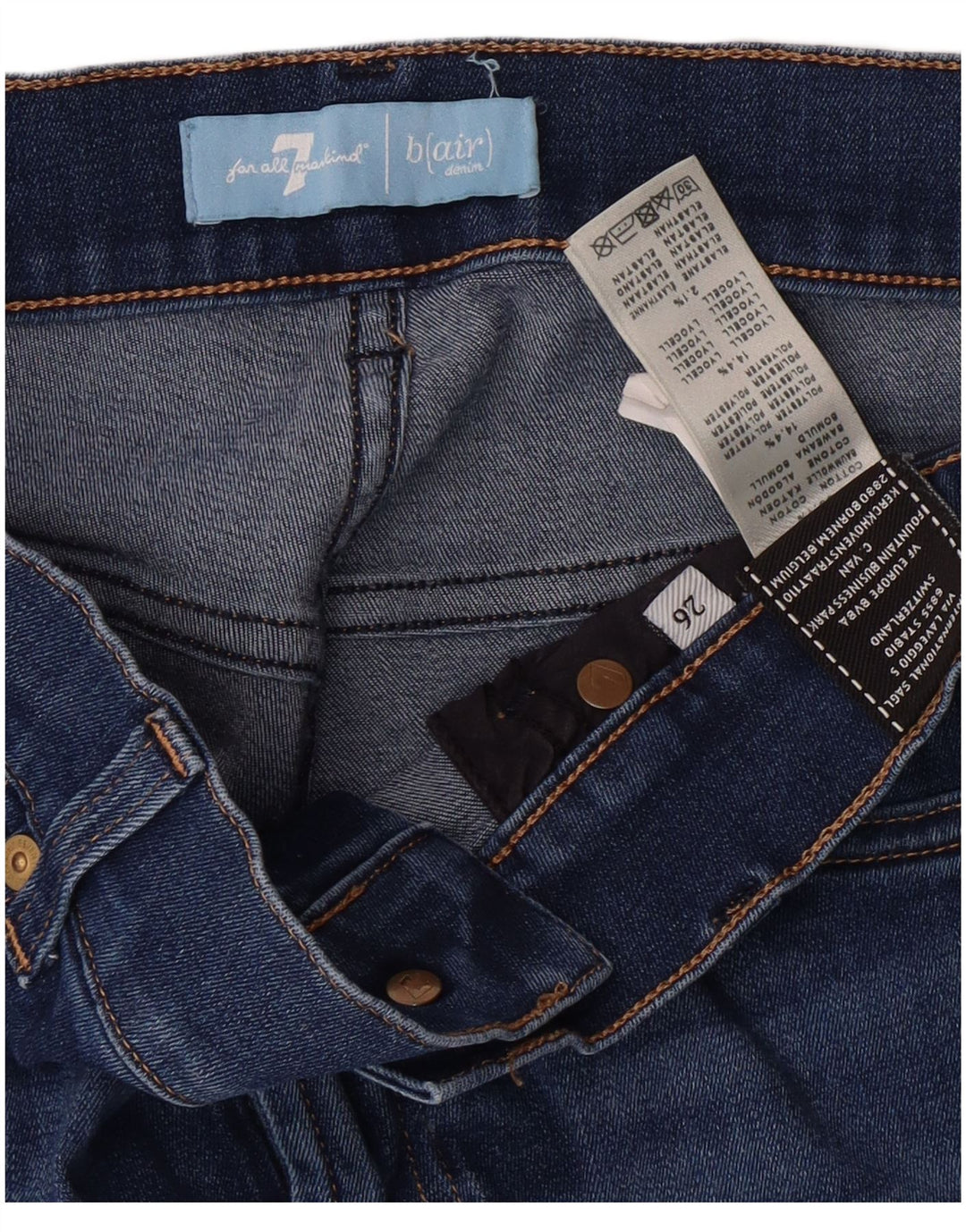 7 FOR ALL MANKIND Jean évasé Femme W26 L35 Bleu Coton