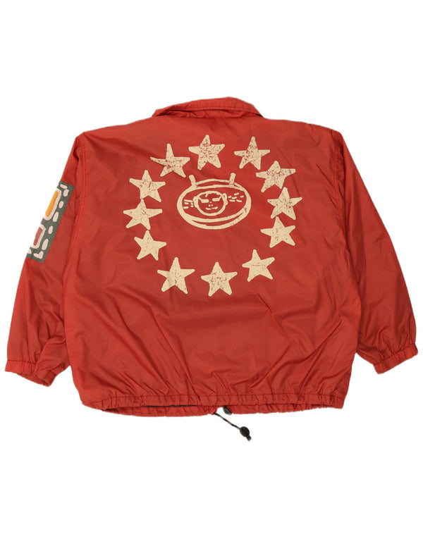 VINTAGE Veste de pluie graphique pour hommes UK 44 2XL Nylon rouge