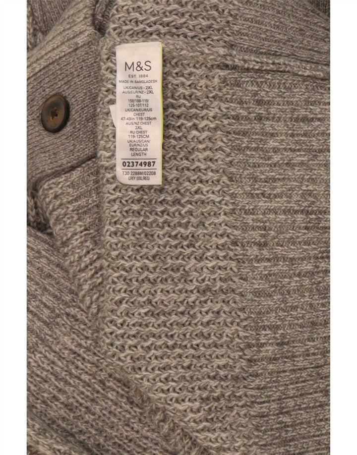 Marks & Spencer Pull Cardigan Homme 2XL Gris Acrylique