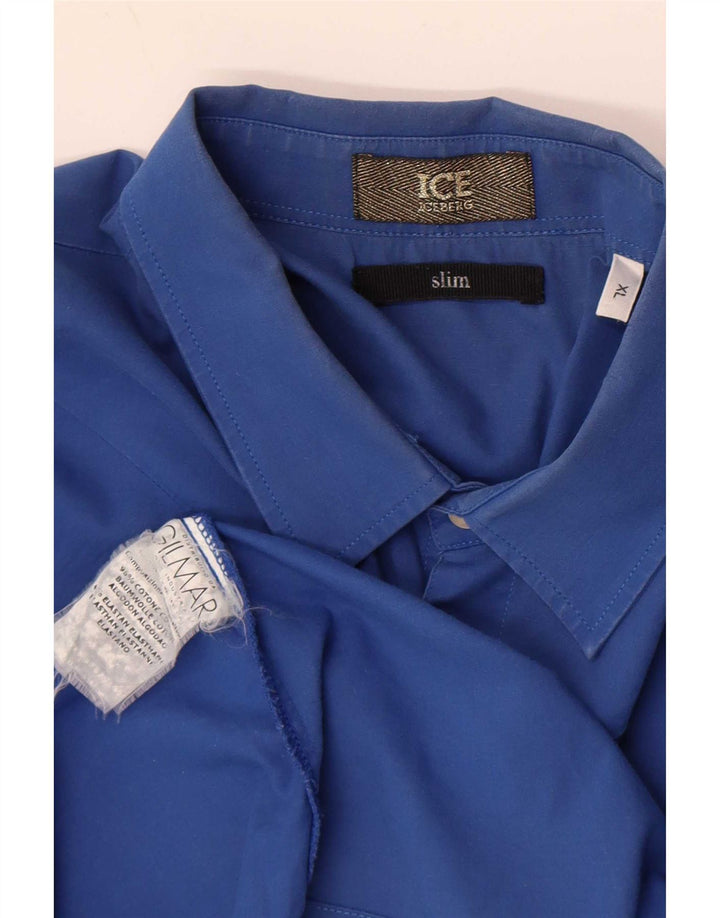 Iceberg Chemise Slim Homme XL Bleu Coton