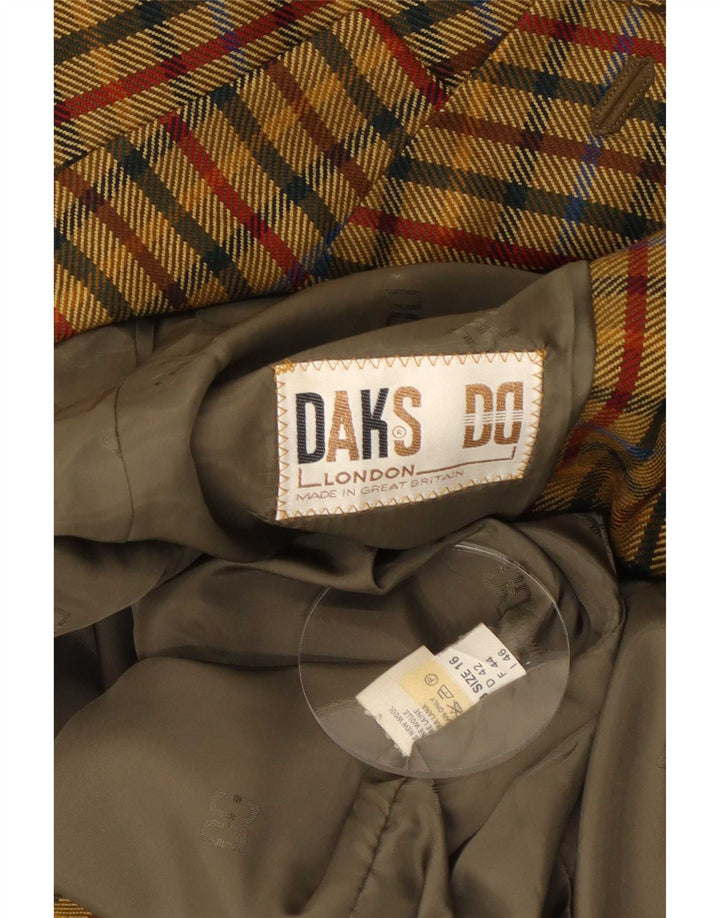 DAKS Veste Blazer 2 Boutons Femme UK 16 Grande Laine Vichy Kaki