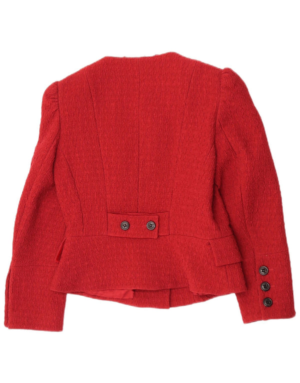 Karen Millen Veste blazer courte pour femme UK 12 Medium Bordeaux Polyamide