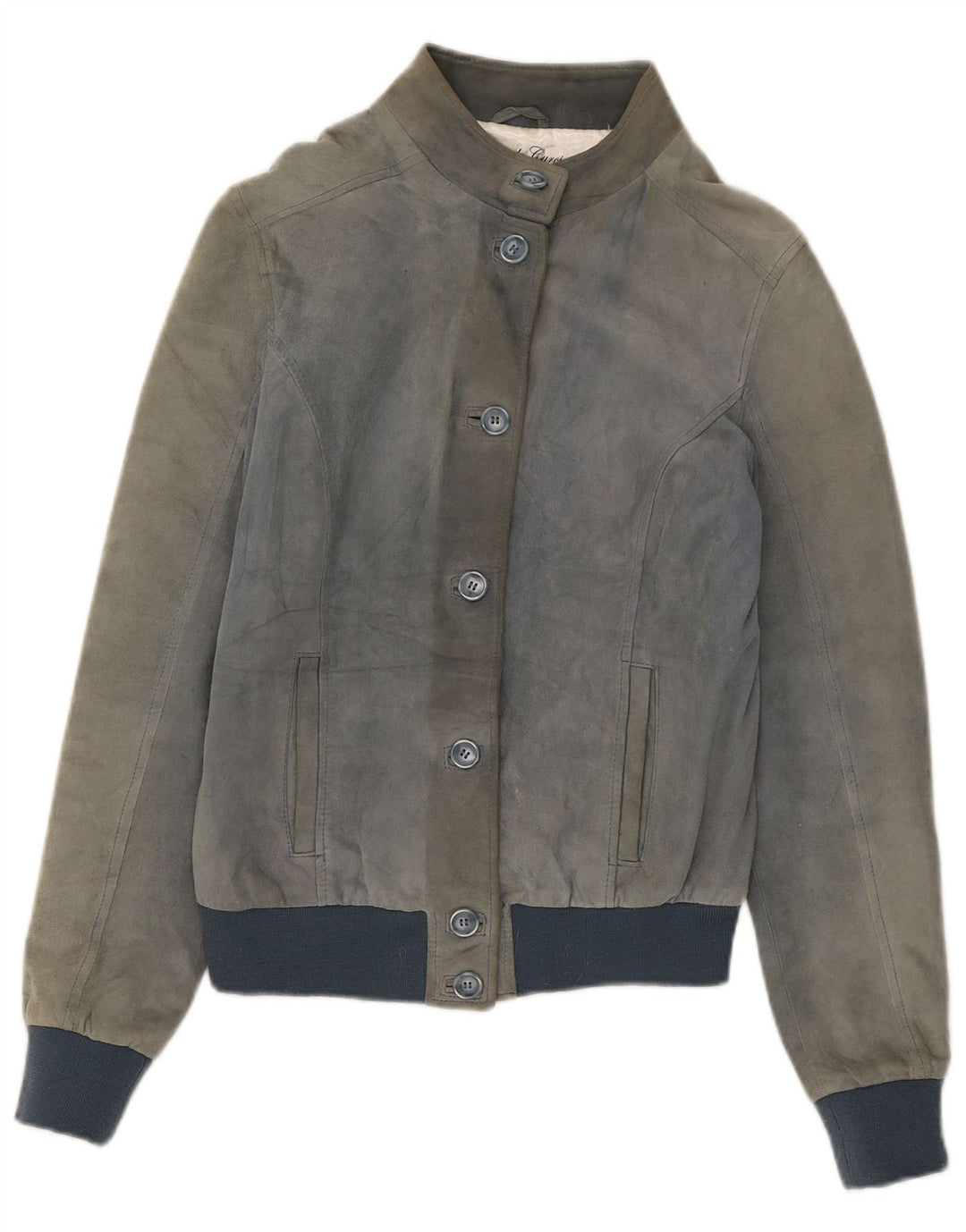 Emanuele Curci Blouson Bomber En Daim Femme IT 44 Gris Moyen Colourblock