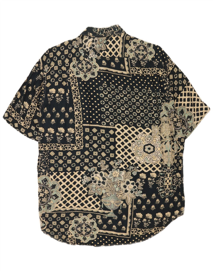 vintage Chemise à manches courtes pour hommes Vert moyen Floral